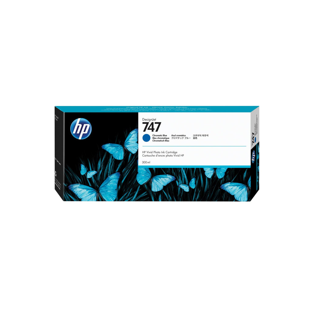 HP 747 Cartouche d'encre Bleu d'origine – 300 ml