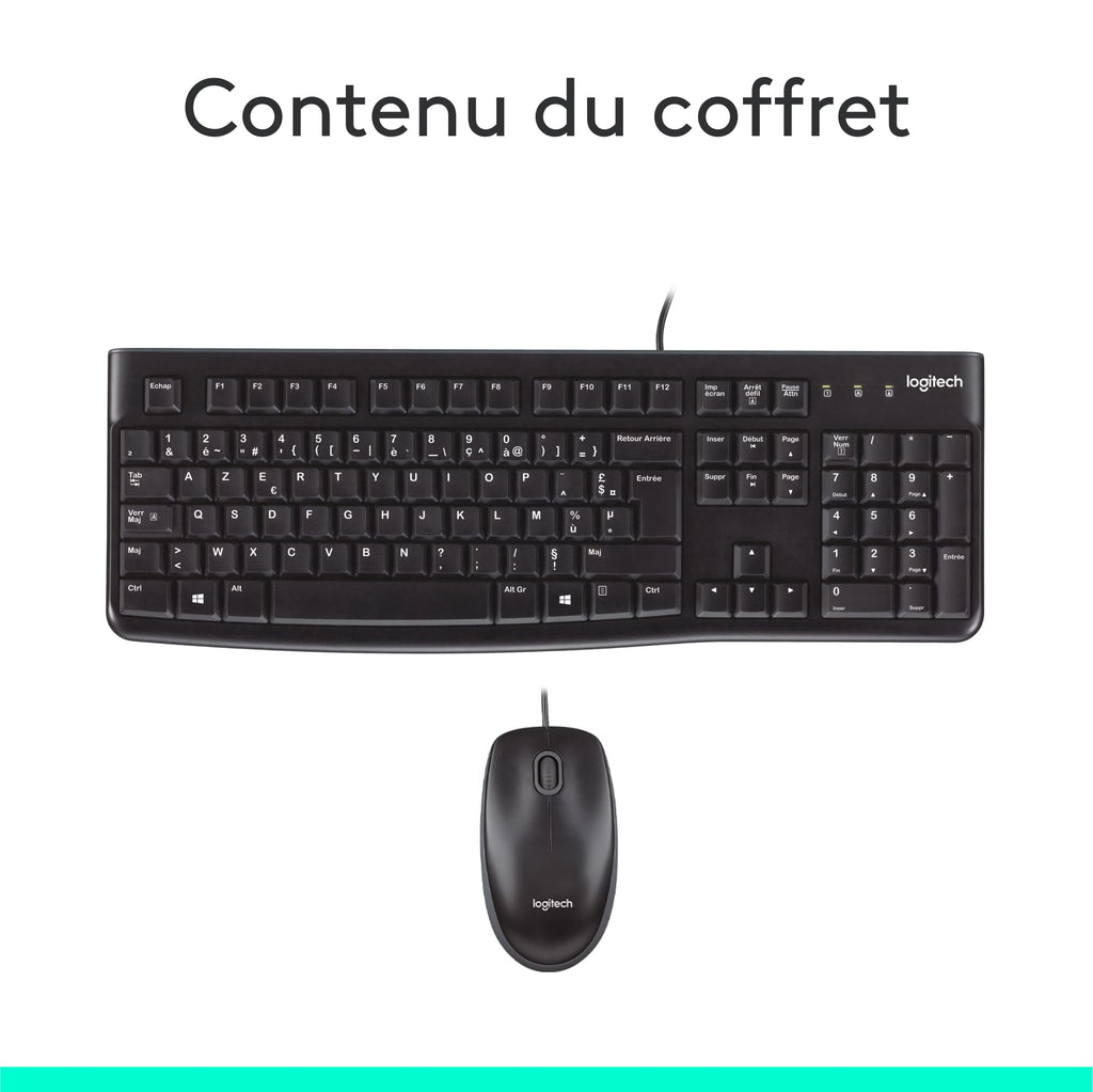Logitech MK120 Ensemble clavier + souris Filaire AZERTY
