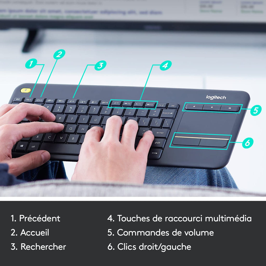 Logitech K400 Clavier Sans fil AZERTY