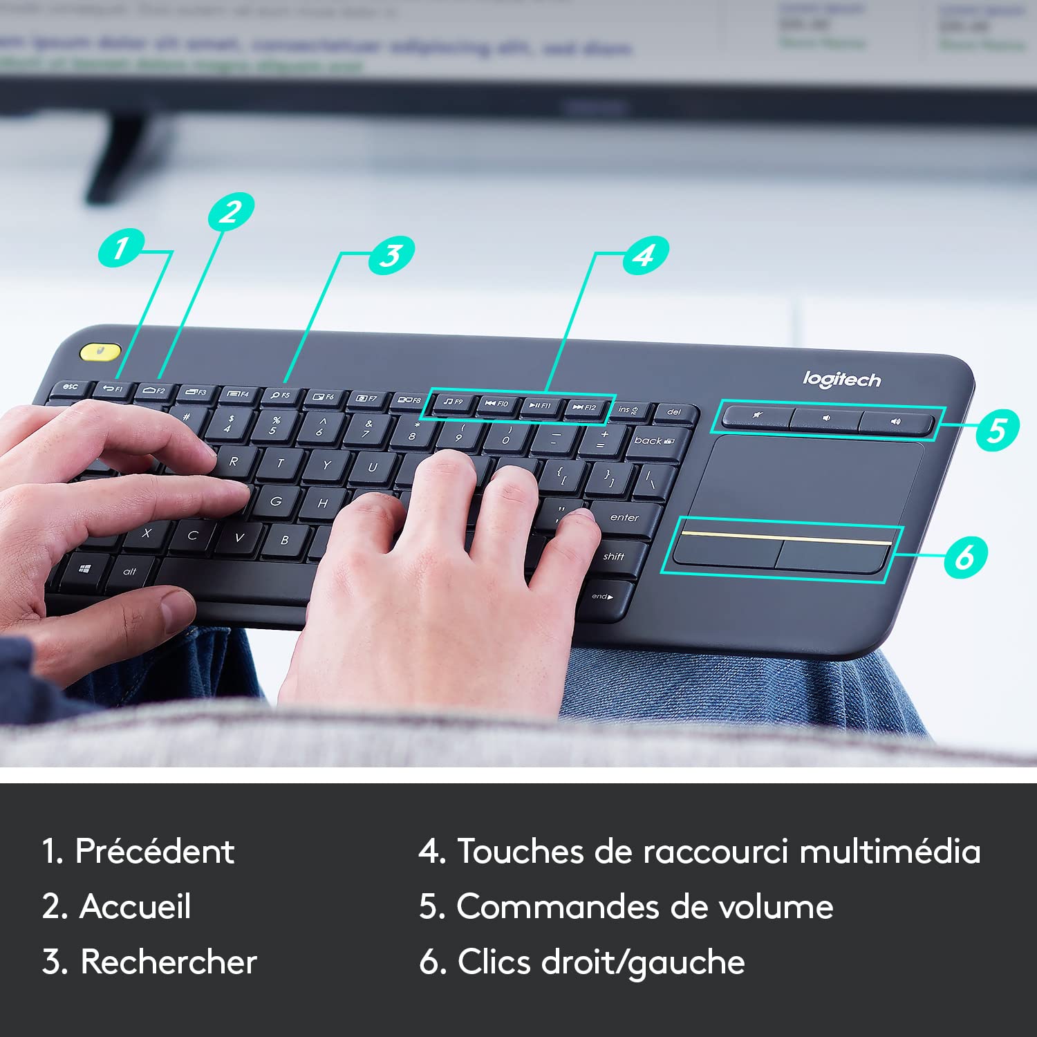 Logitech K400 Clavier Sans fil AZERTY