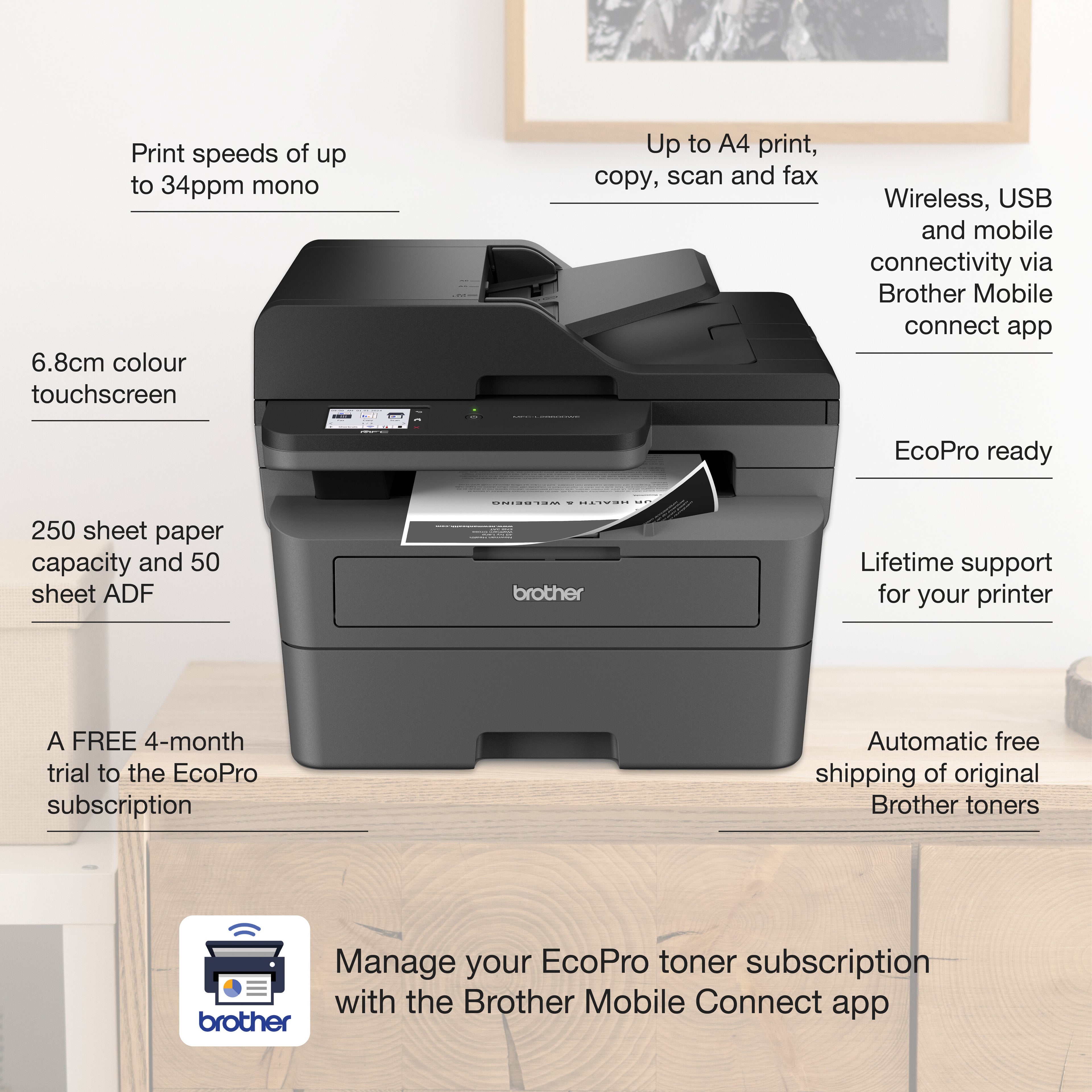 BROTHER L2860DWE Imprimante multifonction Laser Monochrome A4